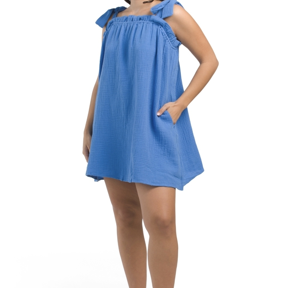 Lush Blue Mini Cotton Dress